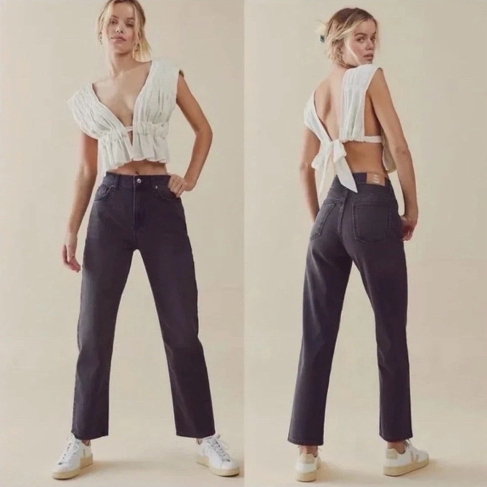 Free People We The Free Pacífica High Rise Slim Straight Jeans 29 Black